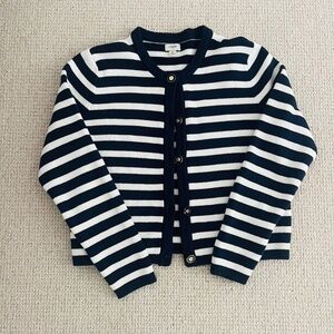 J Crew Factory Navy/White Stripe Lady Cardigan (M)